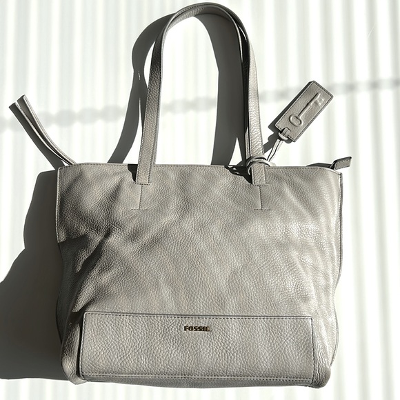 Fossil tote leather bag dove gray - Picture 4 of 15